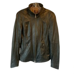 Danier Black Soft Leather Fitted Moto Jacket S